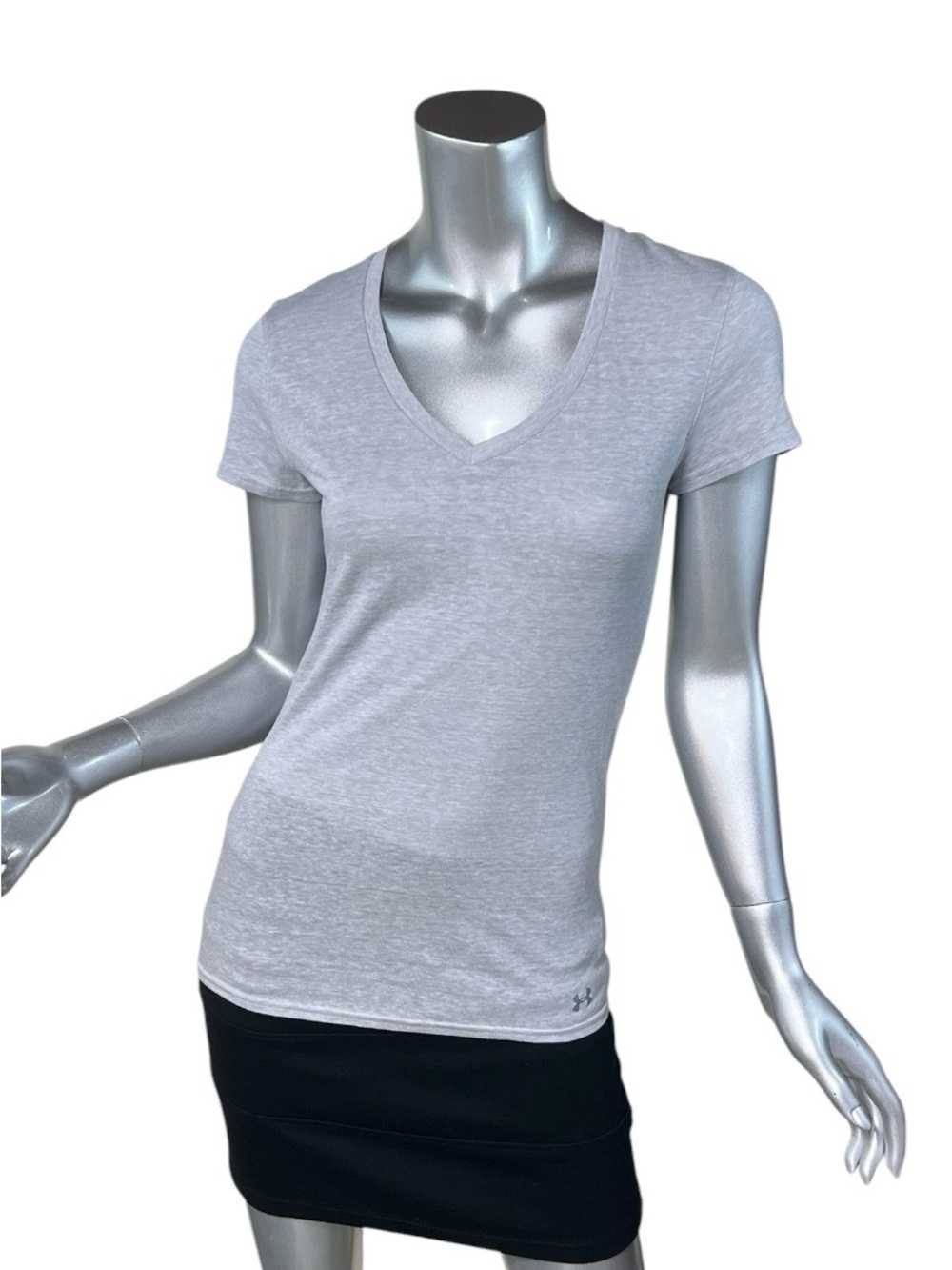 Under Armour Women’s Small Light Grey Thin V Neck T Shirt Heat Gear - Picture 2 of 16